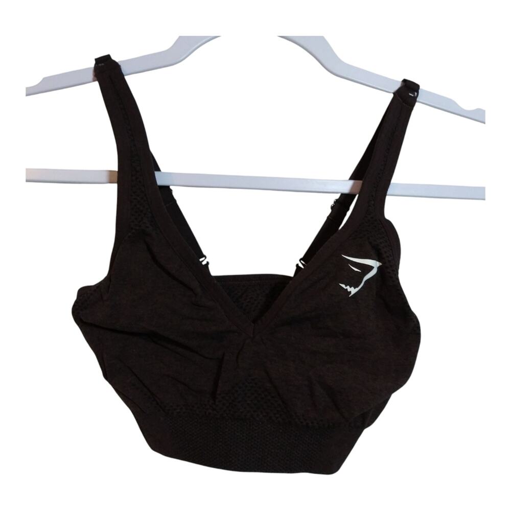 Gymshark Vital V Neck Sports Bra Light Support Espresso Marled Size Xs